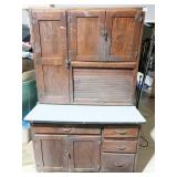 41X24X64 ANTIQUE HOOSIER CABINET, 2 PC, ENAMELED