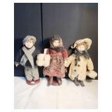 3 LENOX ELLIS ISLAND 16" PORCELAIN DOLLS, 2 WITH