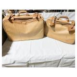 TWO LEATHER SUITCASES VERY SOFT LEATHER UNMARKED