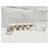 EGG CUPS ADAMS ENGLAND, GLASS BOWL