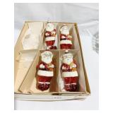 4 GLASS SANTA ORNAMENTS