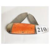 ROUGH RIDER 9" DOUBLE BLADE WITH ORANGE WOOD