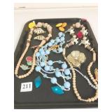 WOOD NECKLACES, EARRINGS, PINS ETC.