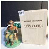 ANTIQUE COLLECTION TIN CLUB, MAN WITH AX & BOTTLE