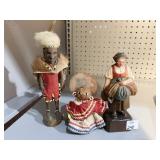 THREE WOODEN DOLLS 4, 7 & 8" H