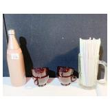 ALLADIN NEW ALUM BOTTLE, 4 RUBY CUPS, STRAWS,