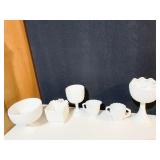 GROUP OF MILK GLASS CR/ SUGAR WESTMORELAND,