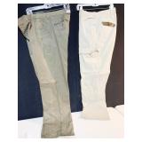 36 W X 34 L GREEN DRESS PAINTS AND 2X DENIM TAN