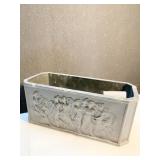FROSTED GLASS PLANTER W/ MUSICAL SCENE ON 4 SIDES