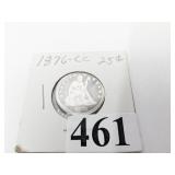 1876-CC SEATED QUARTER