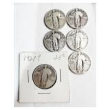 (6) 1925-30 MIX LIBERTY STANDING QUARTERS