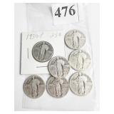 (7) 1925-30 MIX LIBERTY STANDING QUARTERS