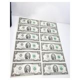 (2) 1976 STAR NOTES W/ 10 MIXED $2.00 NOTES
