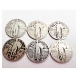 (6) 1925-30 MIX LIBERTY STANDING QUARTERS