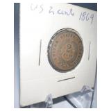 1869 2 CENT PIECE