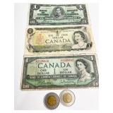 3 DIFFERENT 1.00 CANADIAN DOLLARS W/ TWO 2.00