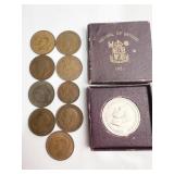 1951 5 SHILLINGS W/ 9 ENGLISH PENNIES