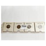 1897, 98, 99, 1901 INDIAN HEAD PENNIES