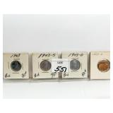 1943-P, D, S /W 1955-S UNC LINCOLNS