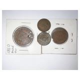 1850 1CENT LOVE TOKEN, 1864 2 CENT PIECE, 1905,