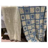 BLUE WHITE AFGAN NEEDS FEW SPOTS FIX X 7