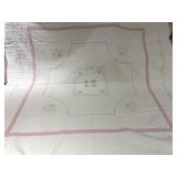 KING COMFORTER CR/ PINK W/ EMBROIDERED EDGE