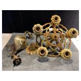 ANTIQUE HEAVY 5 BULB HANGING LIGHT FIXTURE AND