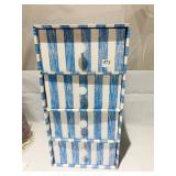 CARDBOARD 4 DRAWER BLUE/WHITE CHEST