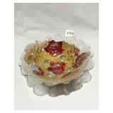 GOOFUS GLASS ROSE BOWL RED/GOLD