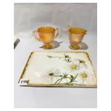 HAND PAINTED PORCELAIN TRAY CARNIVAL CR/ SUGAR