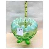 FENTON FOOTED DISH RUFFLE EDGE 5" H