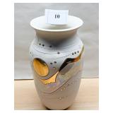 6.5" H TENY POTTERY GLAZED VASE W/ GOLD
