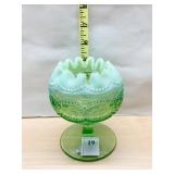 5" H RUFFLE EDGE FOOTED DISH BEADED DESIGN