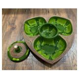 MCM CHIP AND DIP SET, VIBRANT GREEN DRIP GLAZE, 4