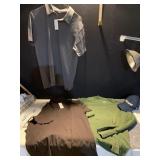 TWO LARGE NEW EXPRESS POLO STYLE SHIRTS, XL GREEN