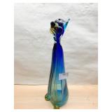 13" H GLASS CAT GROUND PONTIL BASE