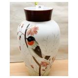 12" HANDPAINTED VASE W/ BIRDS