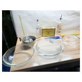 PYREX AND OTHER COVERED BAKE WARE, CIGAR BOX,