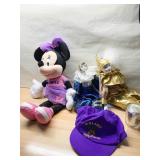 PORCELAIN DOLL W/ FEATHER, MINNIE MOUSE DOLL