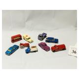 9 CARS INCL. MATCHBOX DOUBLE DECKER BUS