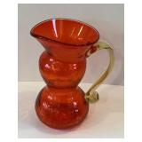 PILGRIM HAND BLOWN GLASS PITCHER, APPLIED GLASS