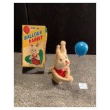 WIND UP RABBIT WITH BALLOON, MADE IN JAPAN FOR