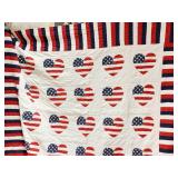 AMERICAN FLAG MOTIF HEART QUILT KING SIZE HAND