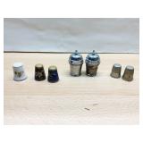 ENAMELED THIMBLES, 2 SALT/PEPPERS