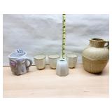 JUG W/ CHIP ELEPHANT CUP, ROSENTHAL IVORY CUPS