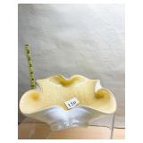 CASED GLASS CANDY DISH GOLD AND WHITE