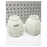 TWO HAND PAINTED SHADES 2.5" OPENING X 4.75" H