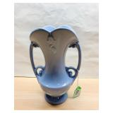 ABINGDON BLUE DOUBLE HANDLE VASE 9.5" H