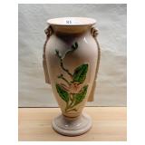 HULL 12.5" H VASE W/ DRAPED DESIGN PINK W/ GREEN