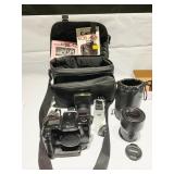 CANON EOS A2E CAMERA W/ BODY, FLASH UNIT, 55 MM